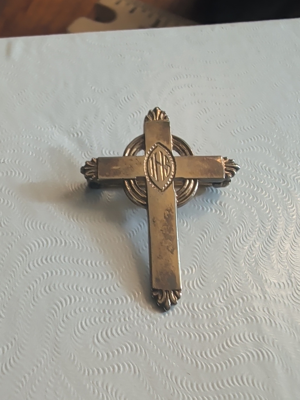 Sterling Cross Goldtone color Home Accent IHS Diocesan Altar Guild Vintage